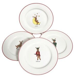 Rainbow Mountain Christmas Reindeer Dessert Plates Set of 4 Comet Dancer